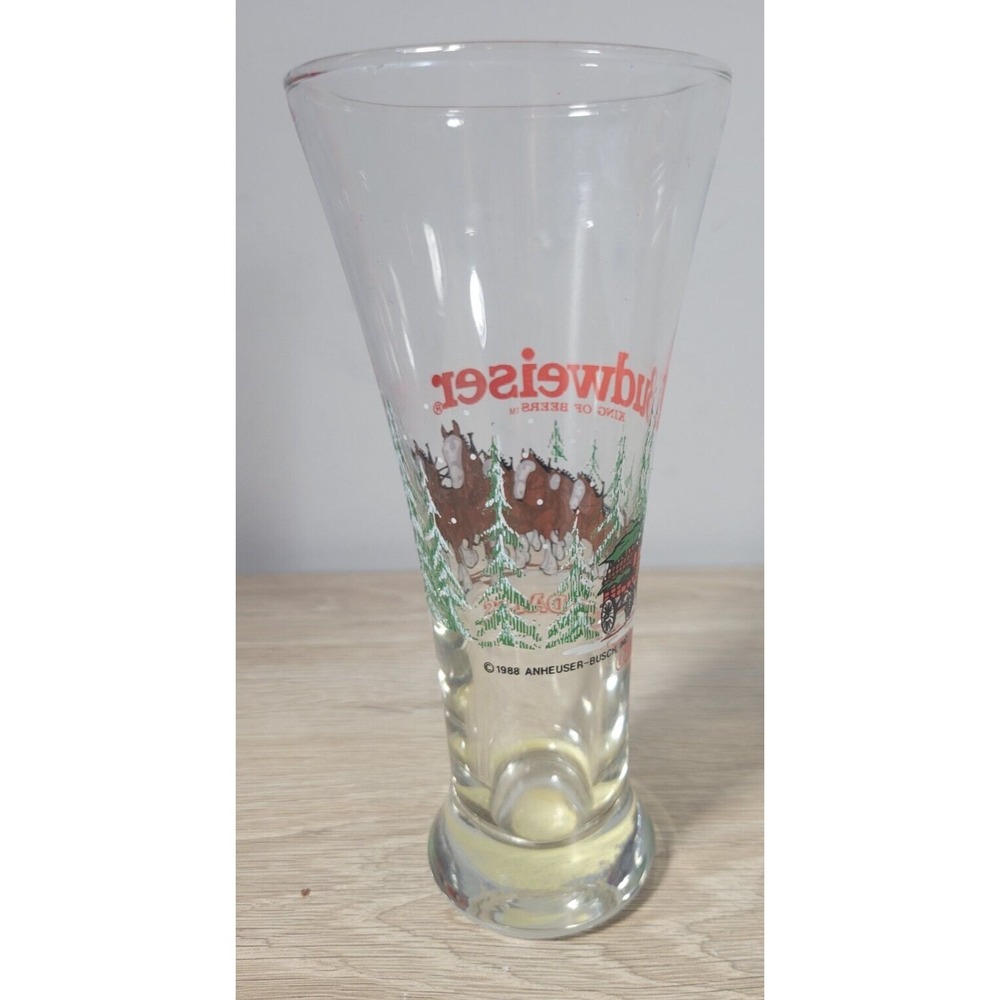 Budweiser Clydesdale Tall Pilsner Glass Winter Scene Single - Picture 2 of 5